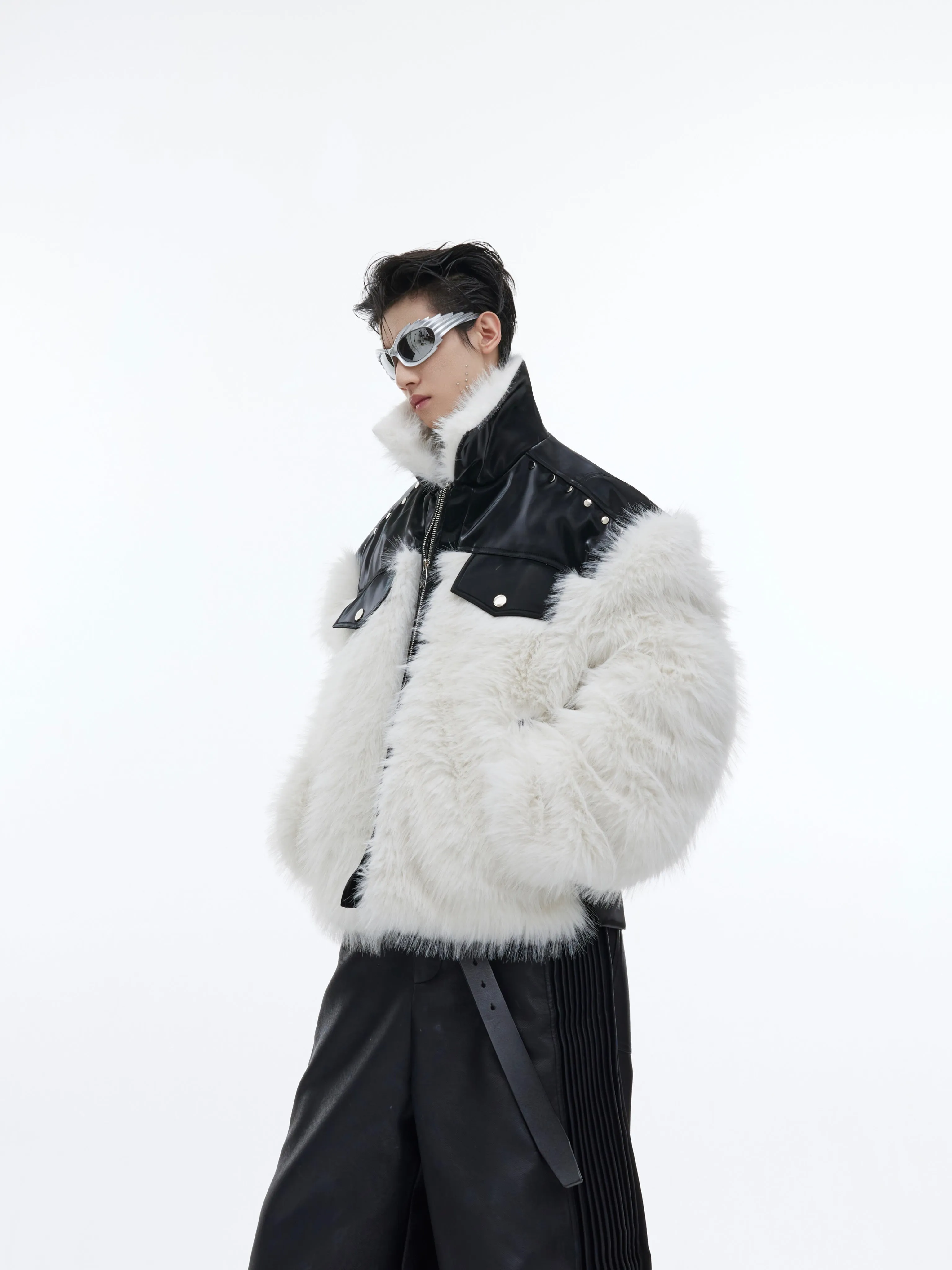 【23s November.】Deconstructed Patchwork Faux Mink Coat