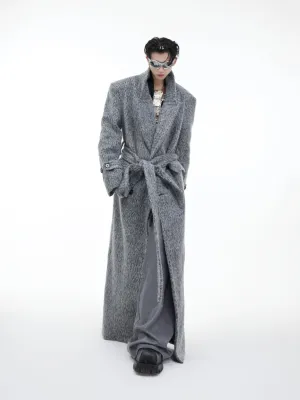 【24s Dec.】Niche Plush Silhouette Wide Shoulder Wool Coat