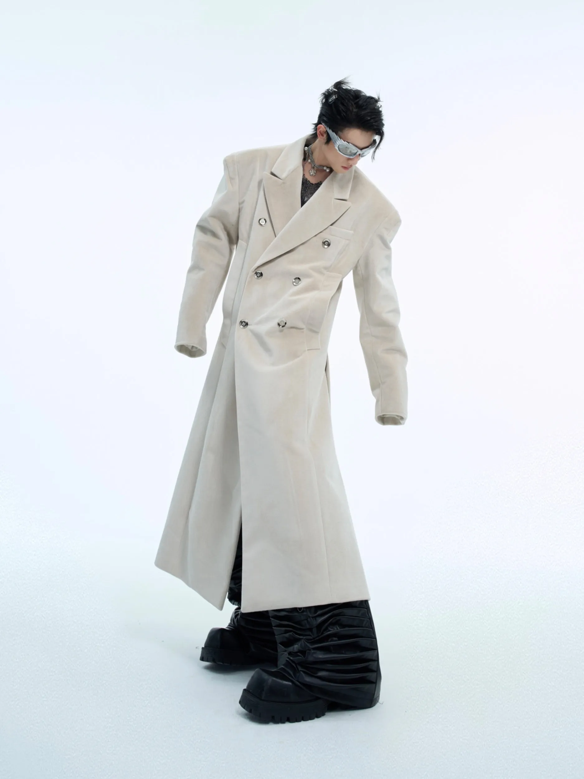 【24s Nov】Heavy Double-breasted Three-dimensional Silhouette Woolen Coat