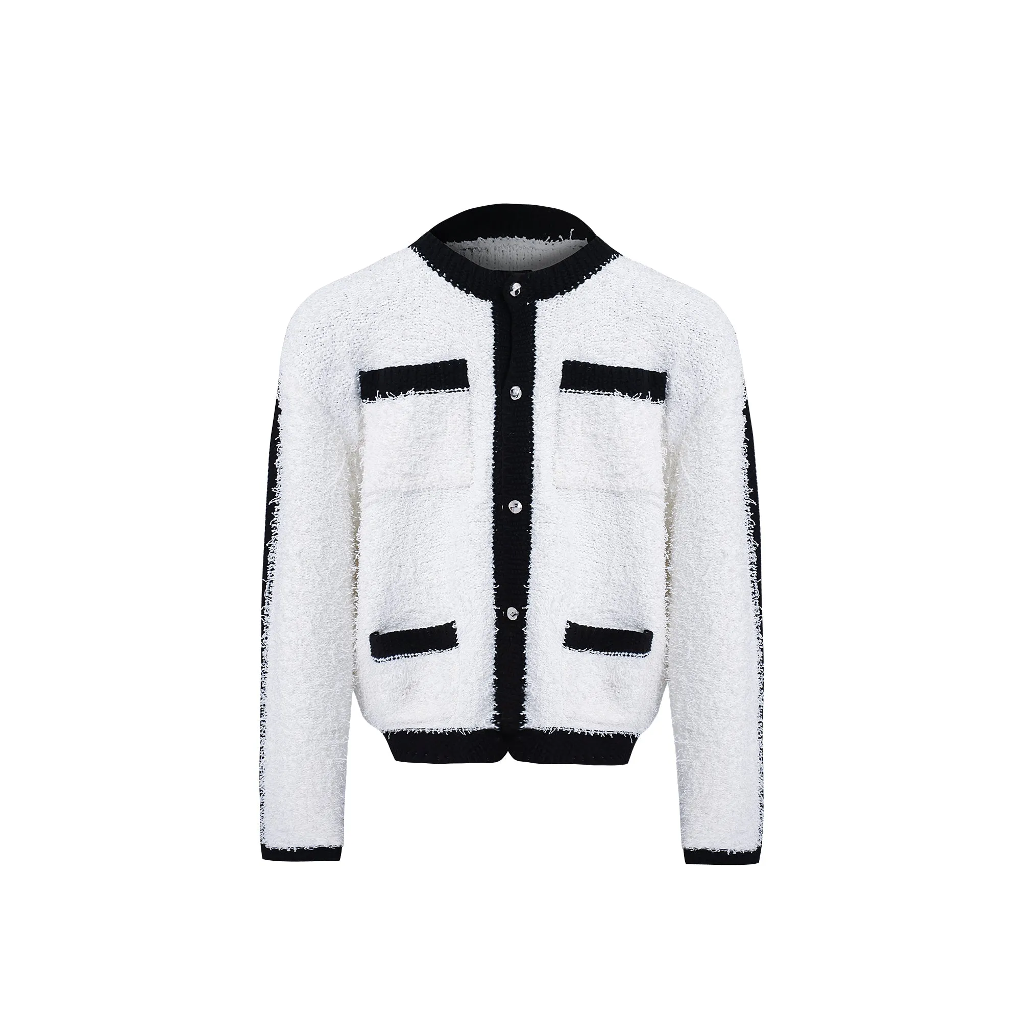 【24s Nov.】Plush Contrast Pocket Patchwork Sweater Jacket