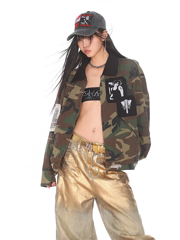 【24s Sep.】Camouflage Loose Jacket with Contrast Patch