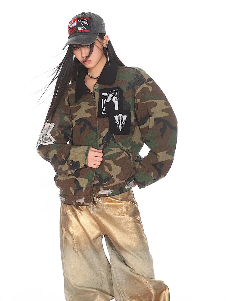 【24s Sep.】Camouflage Loose Jacket with Contrast Patch