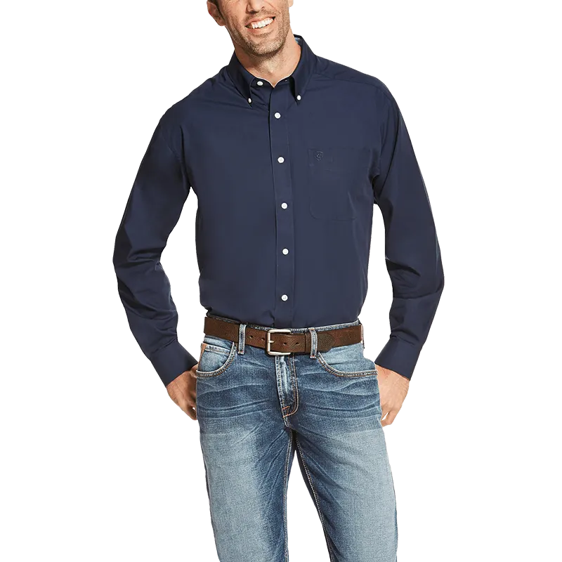 Ariat Solid Long Sleeve Navy Blue Shirt - Big