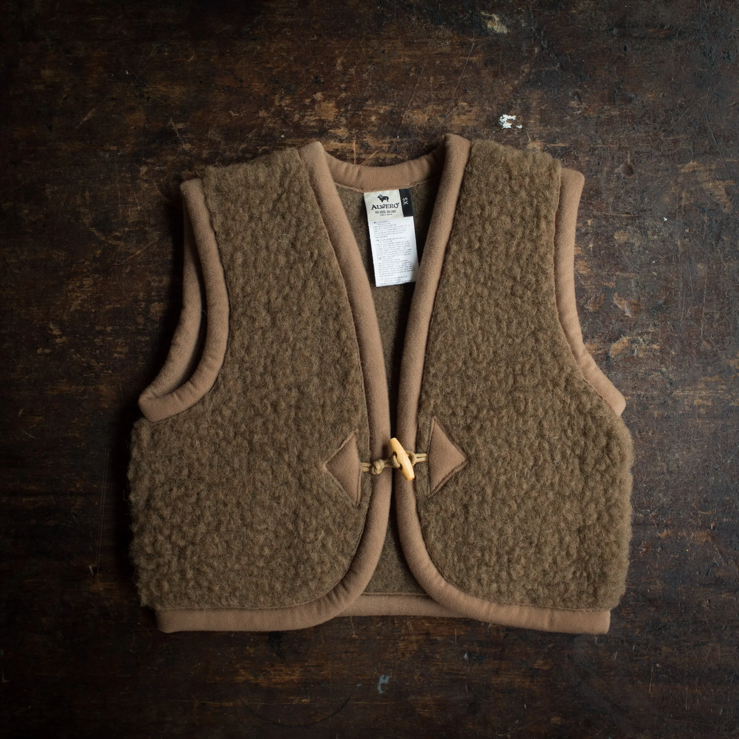 Baby & Kids Wool Teddy Fleece Vest - Bark