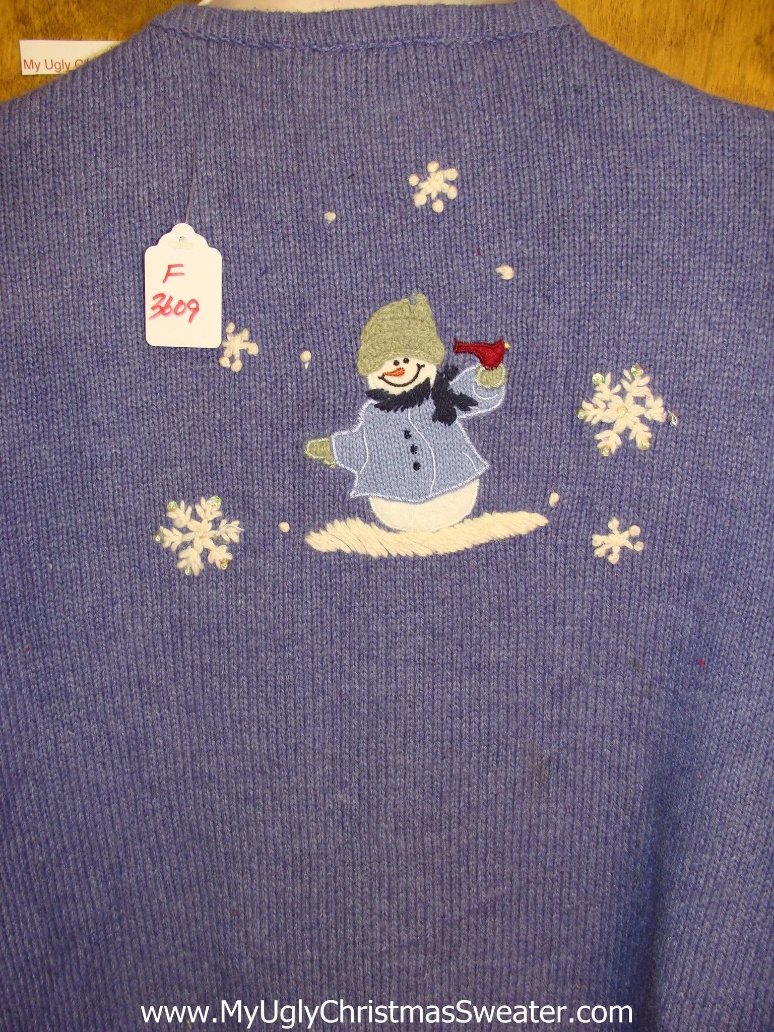 Baby Blue Ugly Christmas Sweater with Fringe