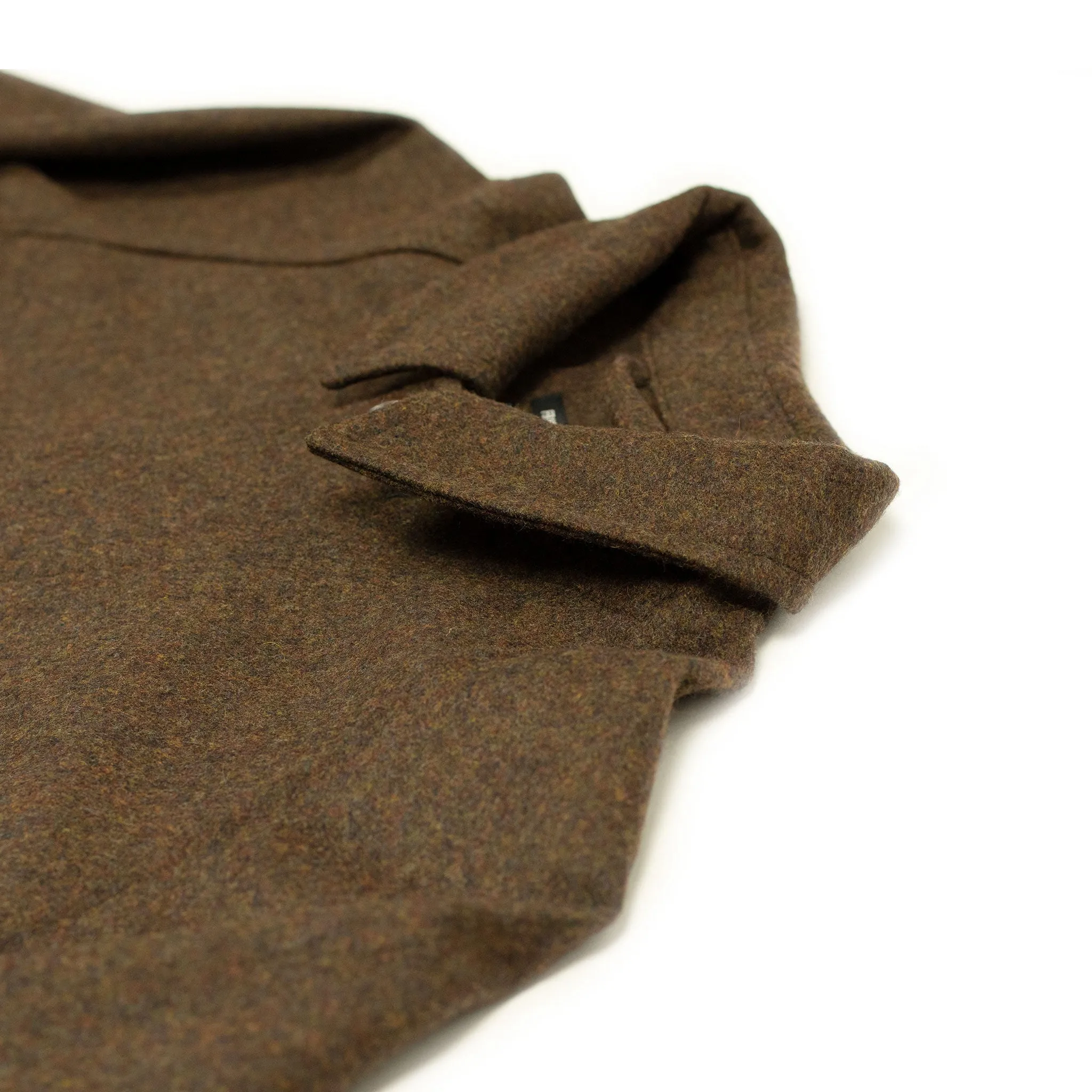 Balmacaan coat in chocolate brown loden wool