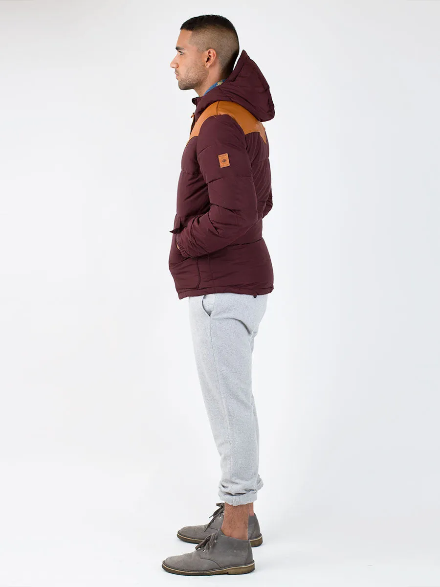 Balvant Down Hooded Jacket in Burgundy