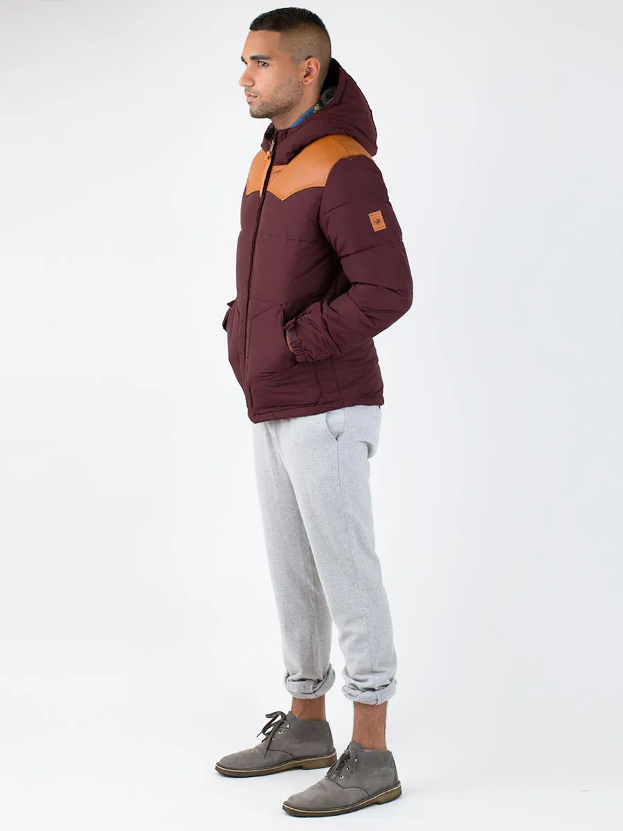 Balvant Down Hooded Jacket in Burgundy