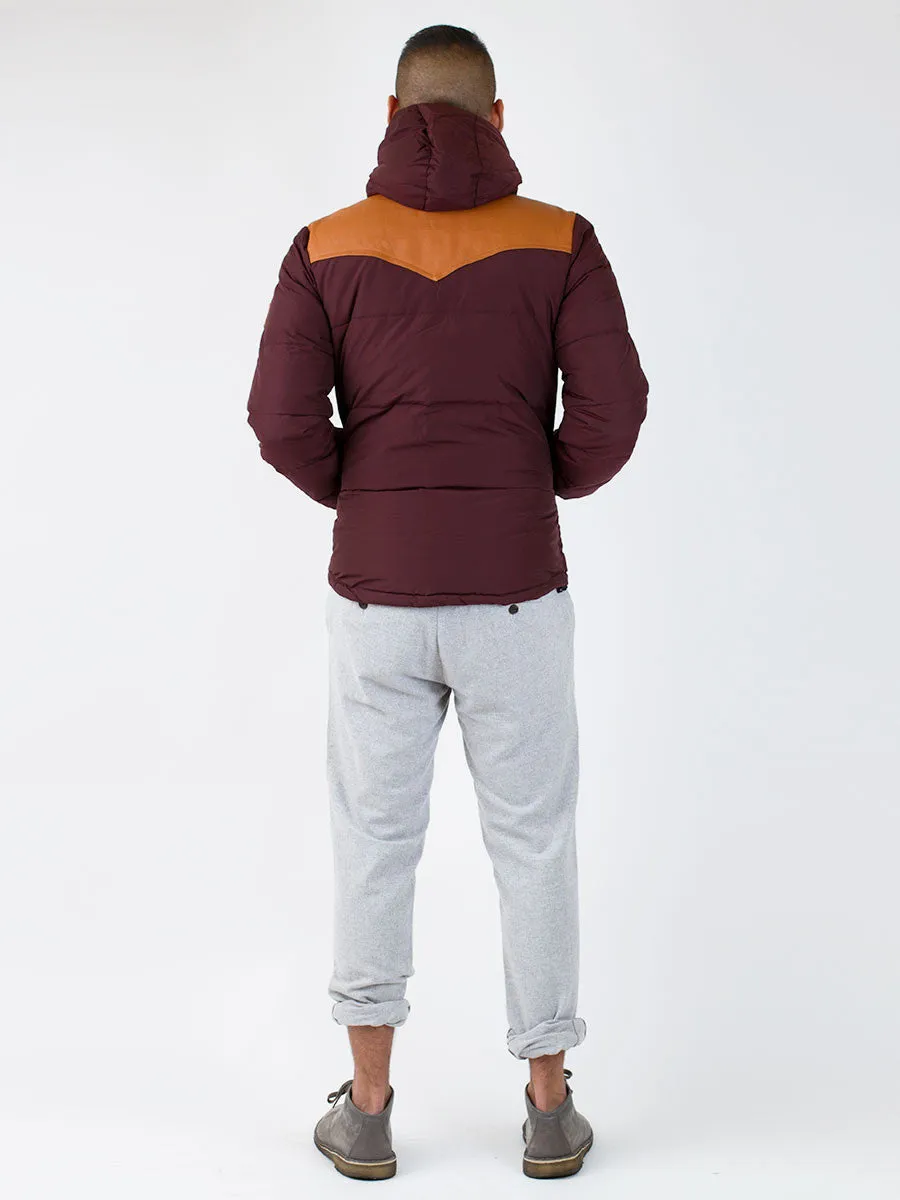 Balvant Down Hooded Jacket in Burgundy