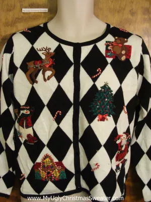 Best 80s Eye Numbing Ugliest Christmas Sweater with Reindeer