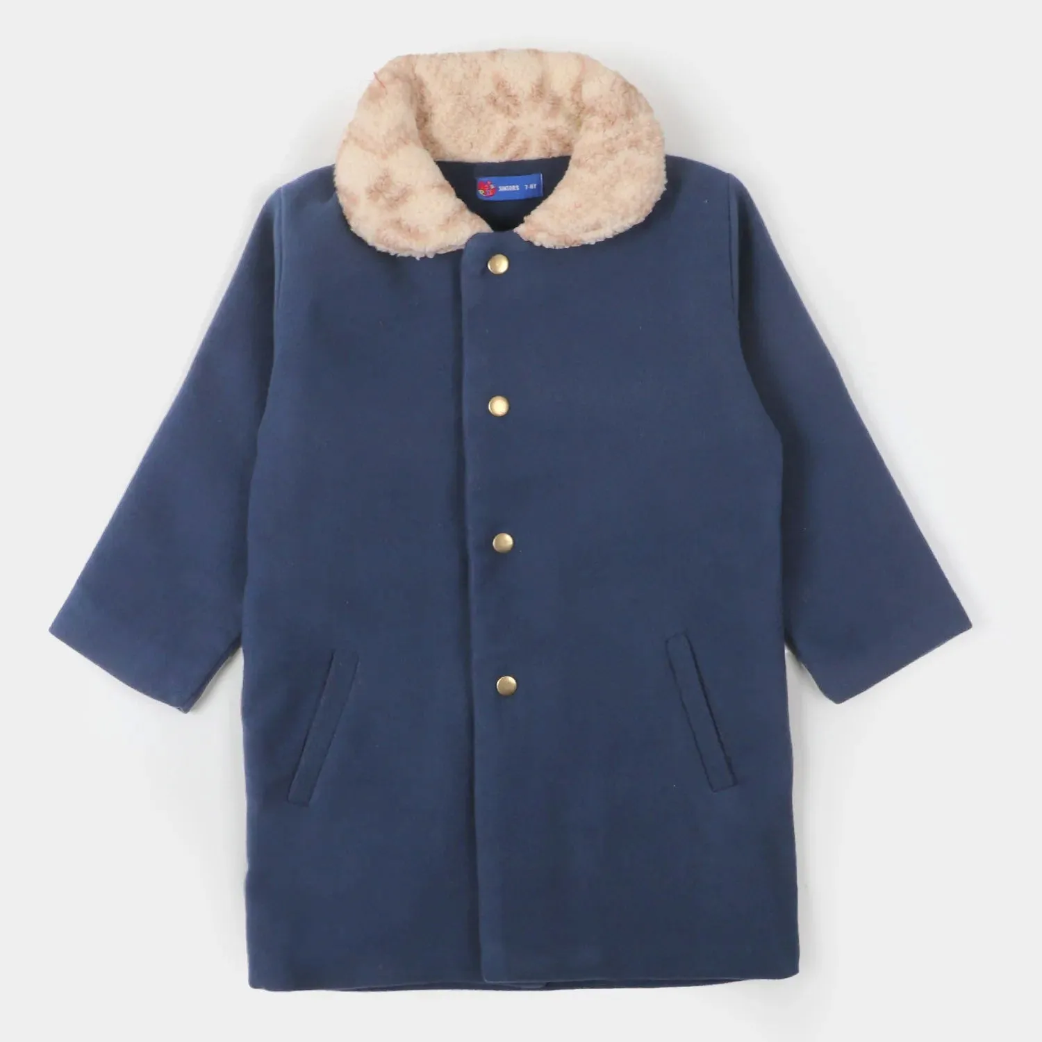 Boys Stylish Woolen Coat - Navy Blue