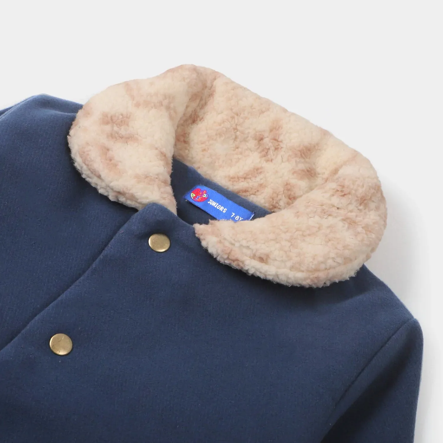 Boys Stylish Woolen Coat - Navy Blue