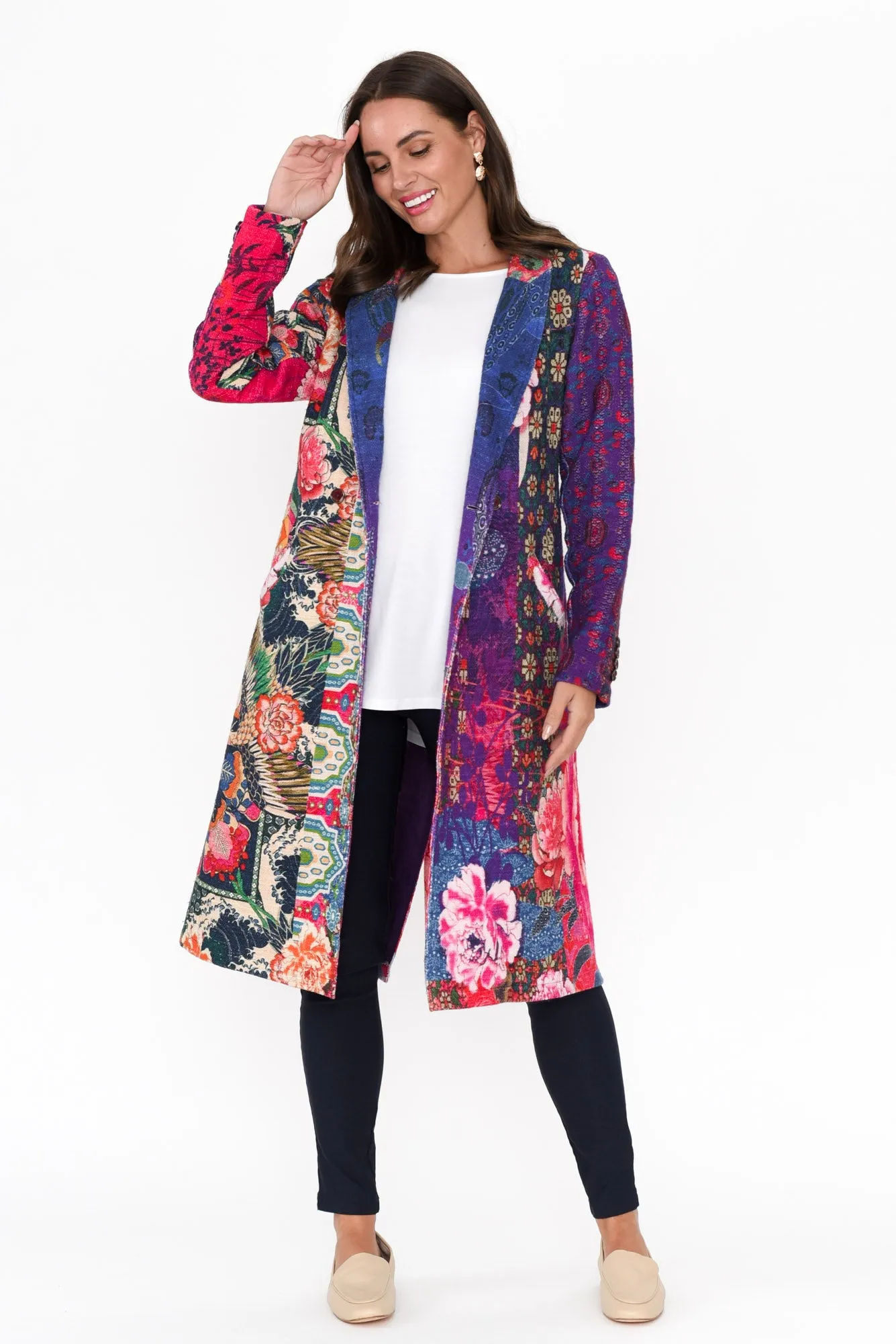 Corlis Pink Floral Cotton Pocket Coat