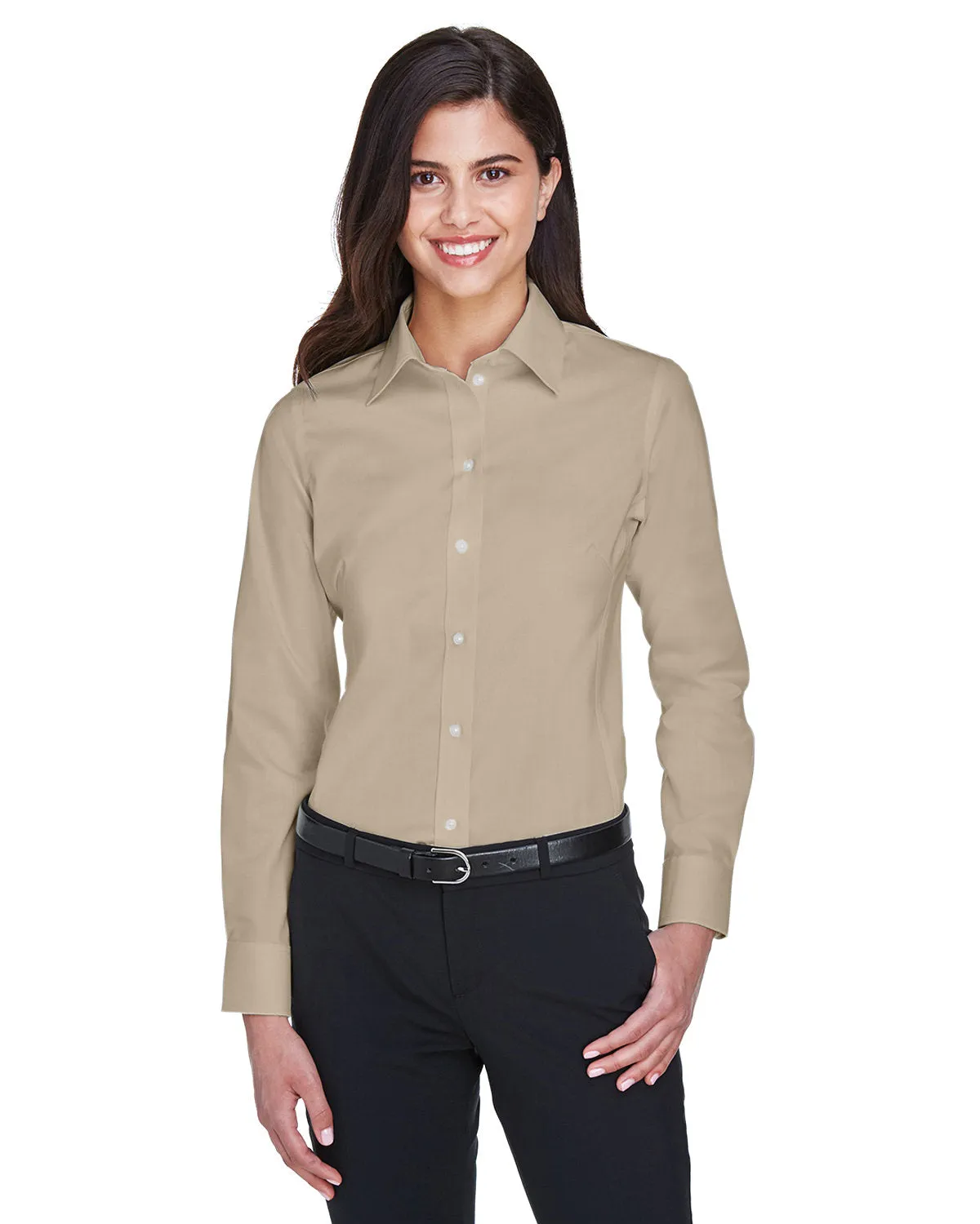 Devon & Jones Ladies' Crown Woven Collection™ Solid Stretch Twill