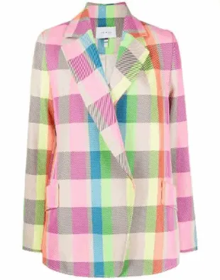 Emily in Paris Lily Collins S03 Multi-Color Checkered Blazer