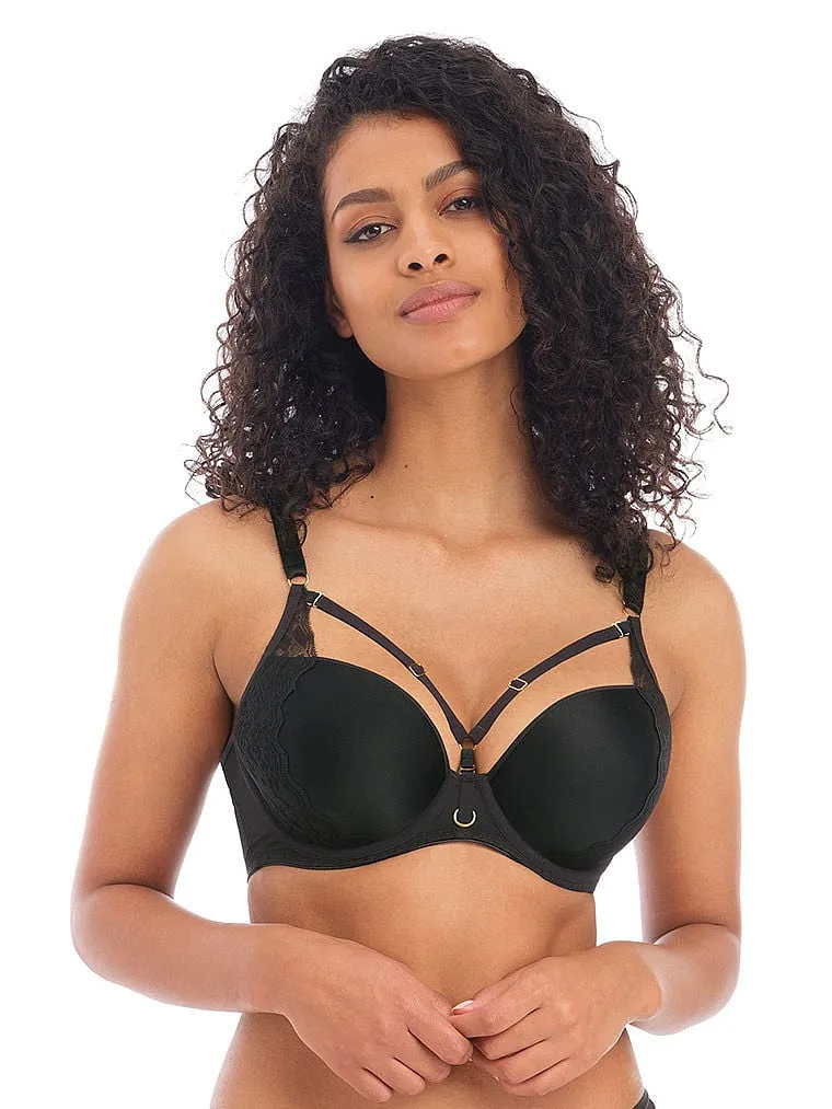 Freya Temptress Underwire Molded Plunge T-Shirt Bra, Black