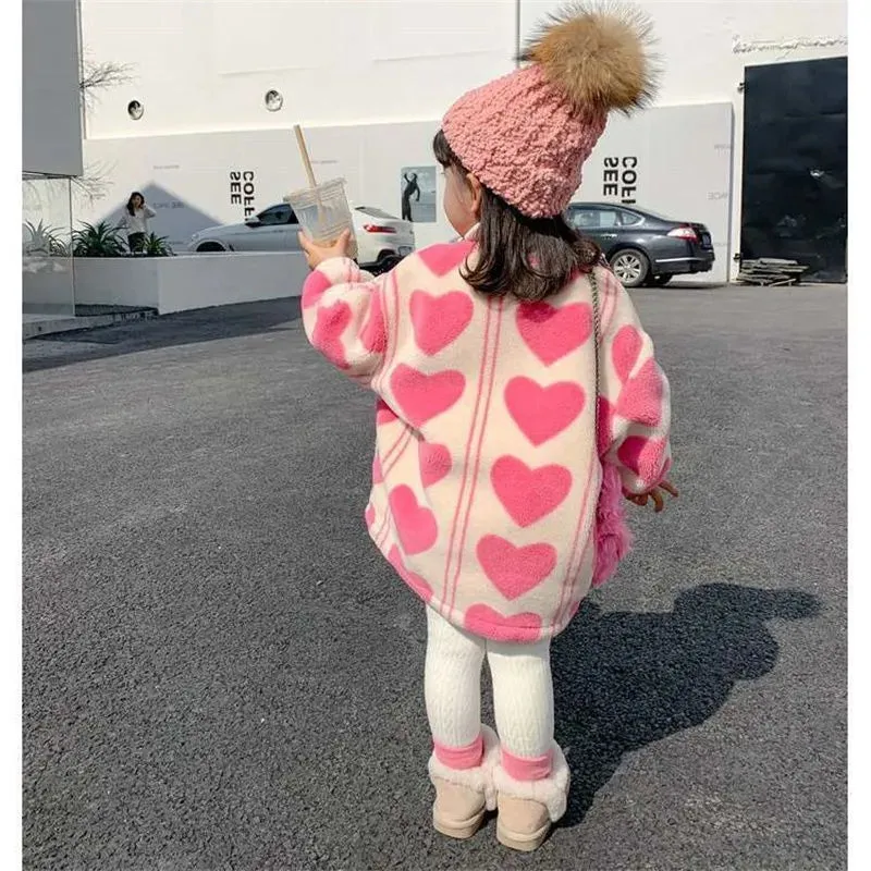 Girls 2024 New Woolen Coat Autumn Winter Baby Woolen Coat Fashion Children Quilted Plush Top