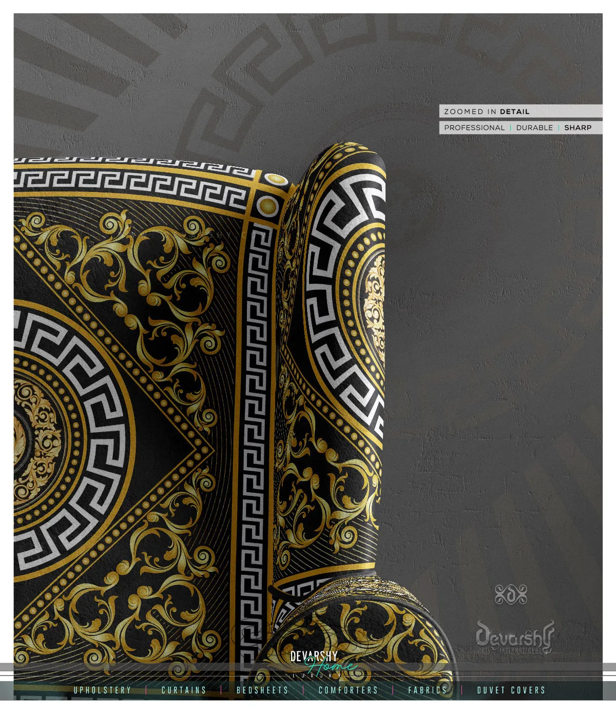 Golden Mandala Upholstery Fabric 3 meters 6 Designs 12 Furnishing Fabric Options Baroque Fabric By the Yard | 039