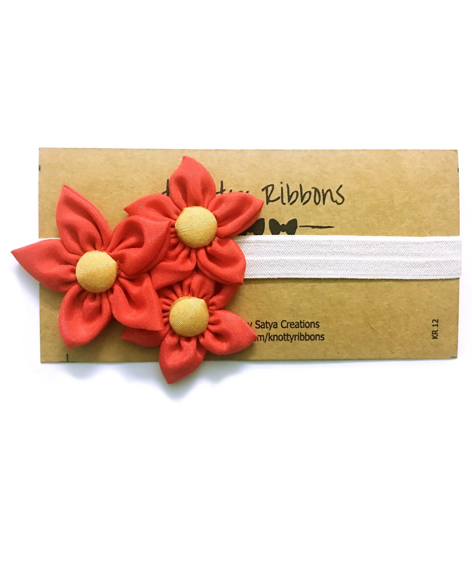 Handmade Three Flower Bunch Headband - Red