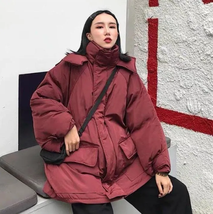 Huge Coat Elastic Waist Thick Cotton Loose Long Jacket