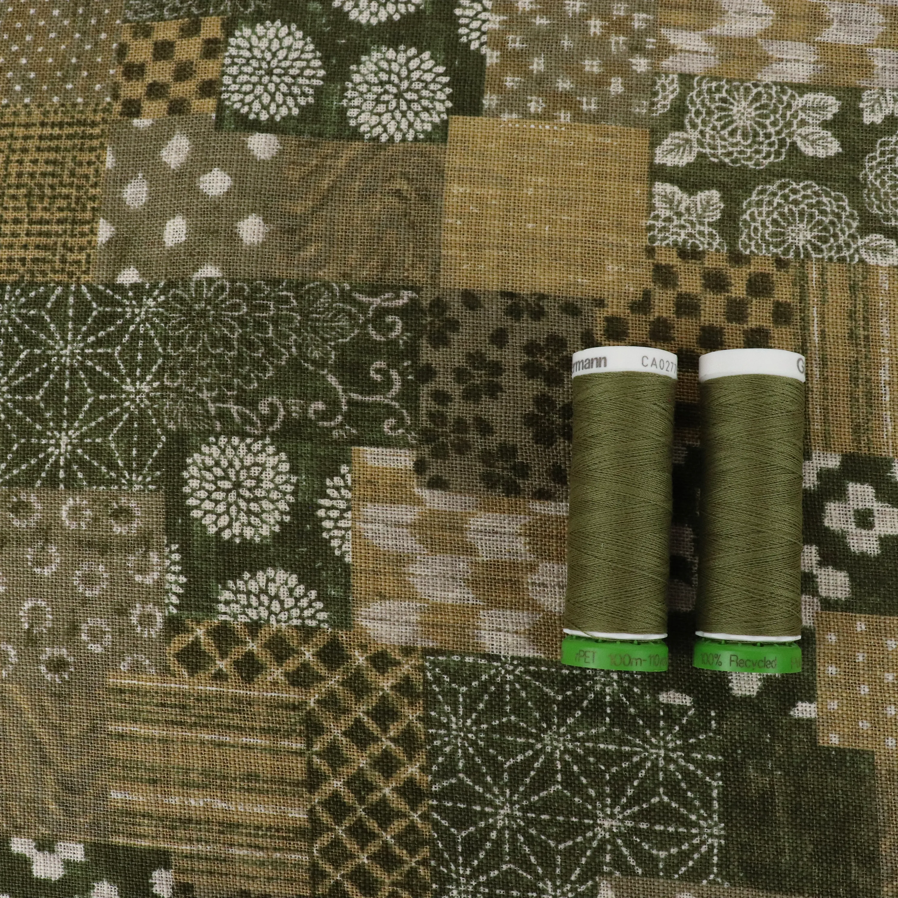 Linen Feel Cotton - Patchwork Green - Nara Homespun Sevenberry