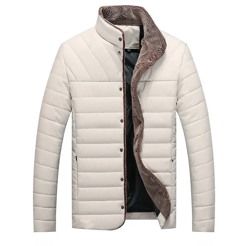 Mens Stylish Mid-Length Cotton-Padded Coat