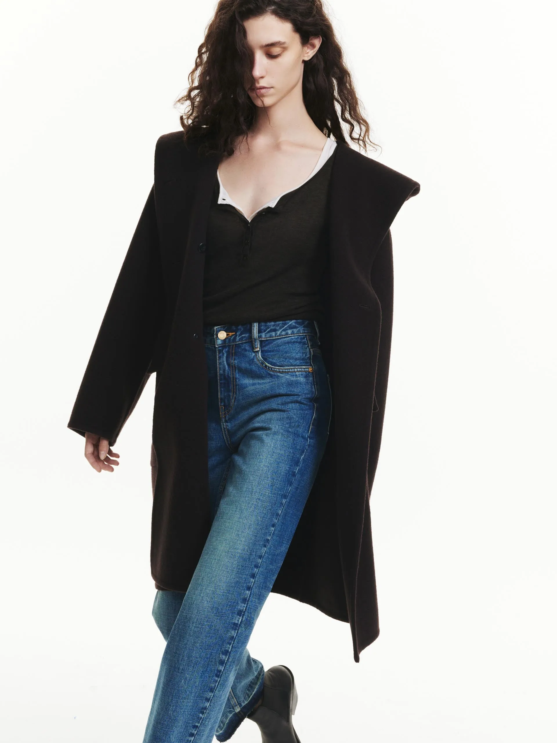 Midi Hooded Wool Coat