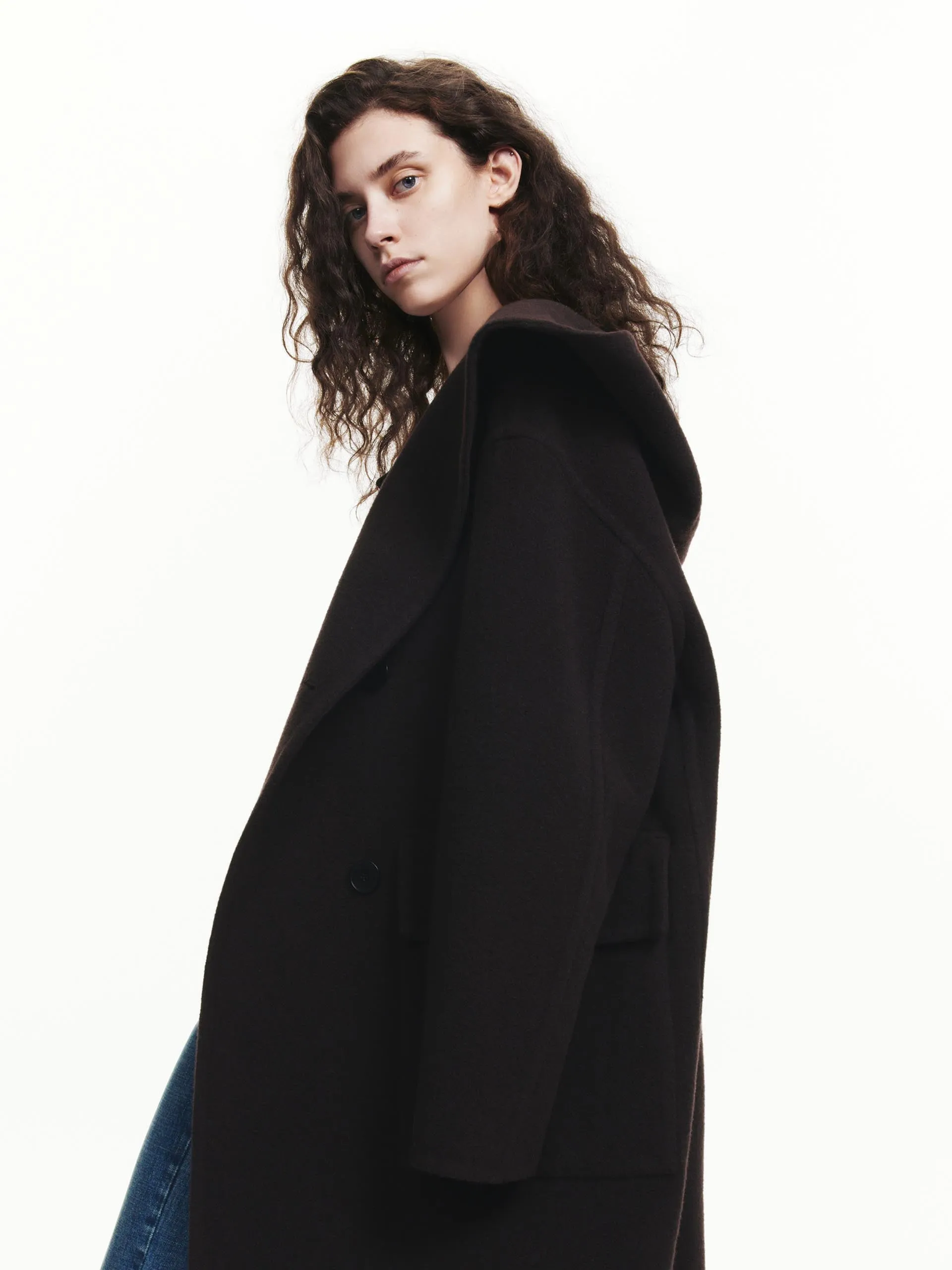 Midi Hooded Wool Coat