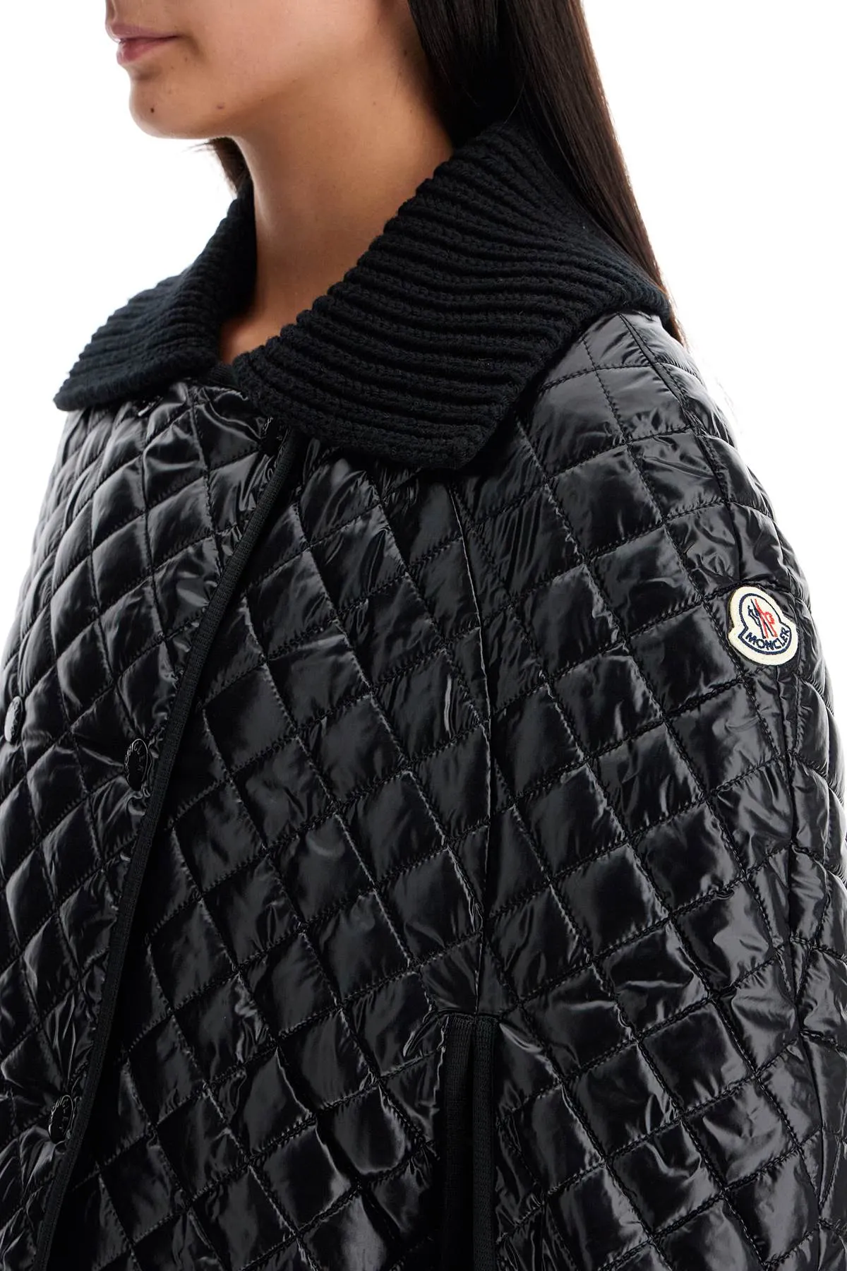 Moncler quilted cape with collar