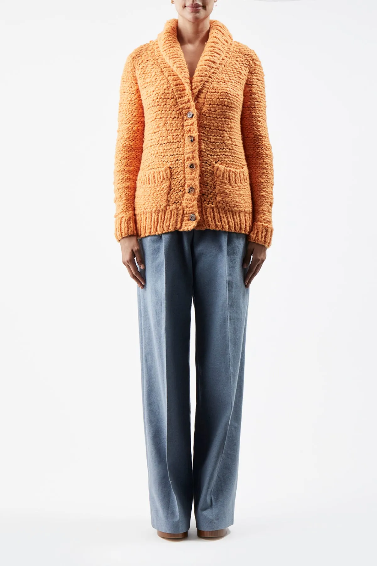 Moses Knit Cardigan in Fluorescent Orange Welfat Cashmere