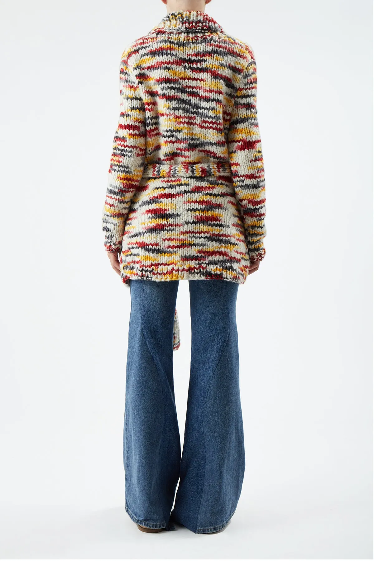 Moses Knit Cardigan in Space Dye Fire Multi Welfat Cashmere