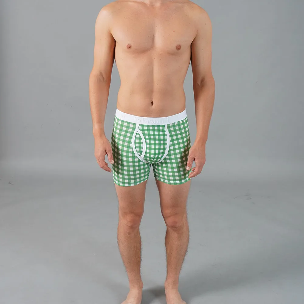 Newman Boxer Brief | Green Gingham