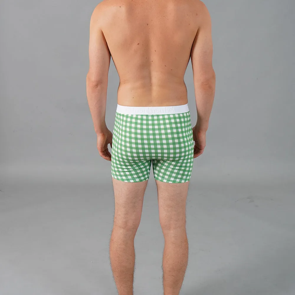 Newman Boxer Brief | Green Gingham