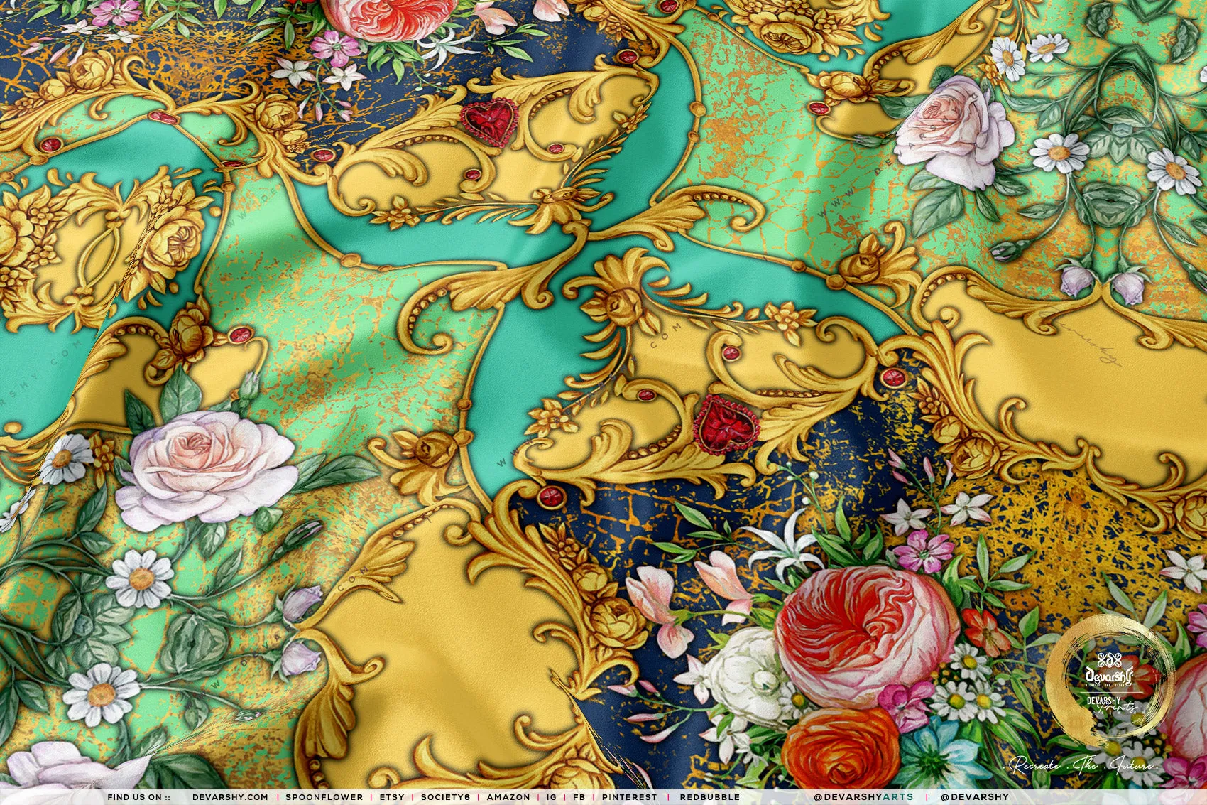 Ornate Florals Apparel Fabric 3Meters , 6 Designs | 8 Fabrics Option | Baroque Fabric By the Yard | 044