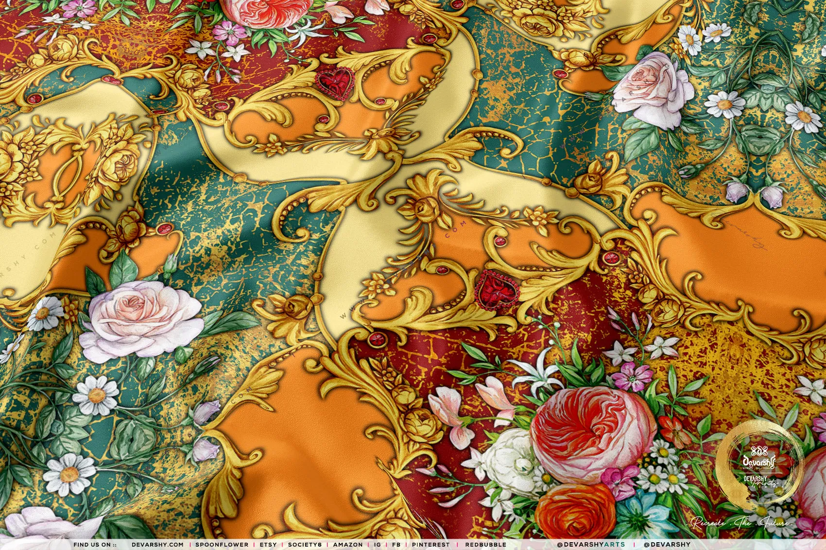 Ornate Florals Apparel Fabric 3Meters , 6 Designs | 8 Fabrics Option | Baroque Fabric By the Yard | 044