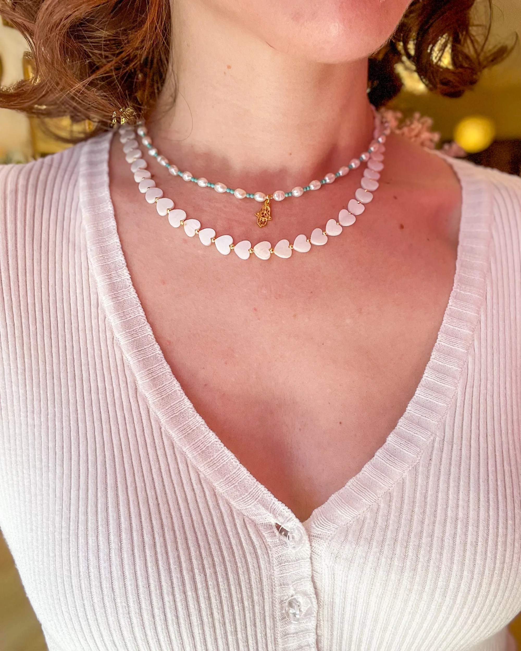 Pearl Multi Heart Necklace