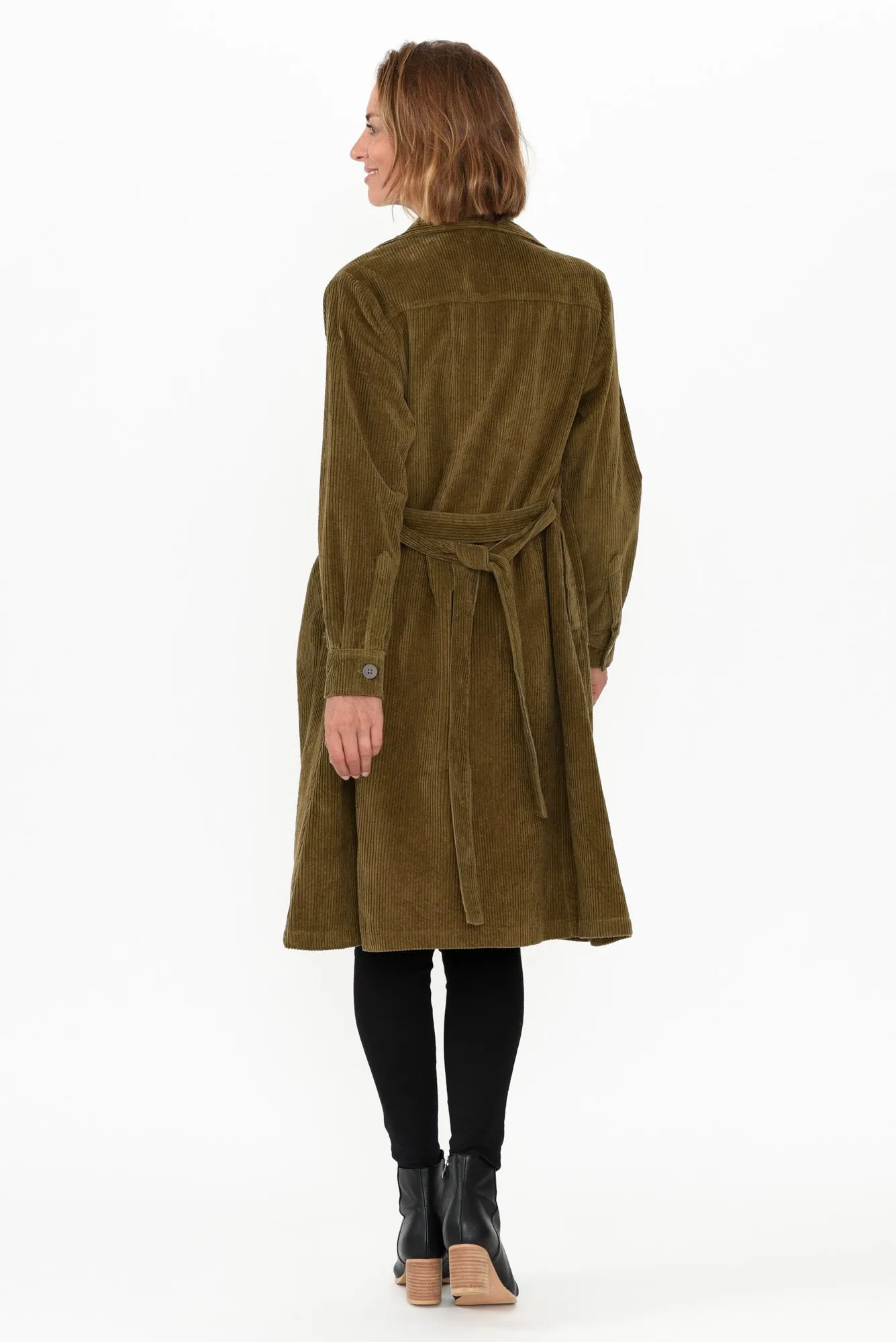 Pollux Khaki Cotton Corduroy Coat