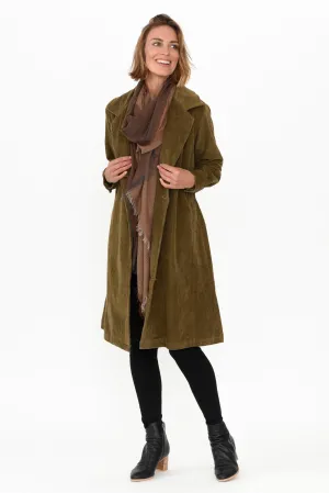 Pollux Khaki Cotton Corduroy Coat