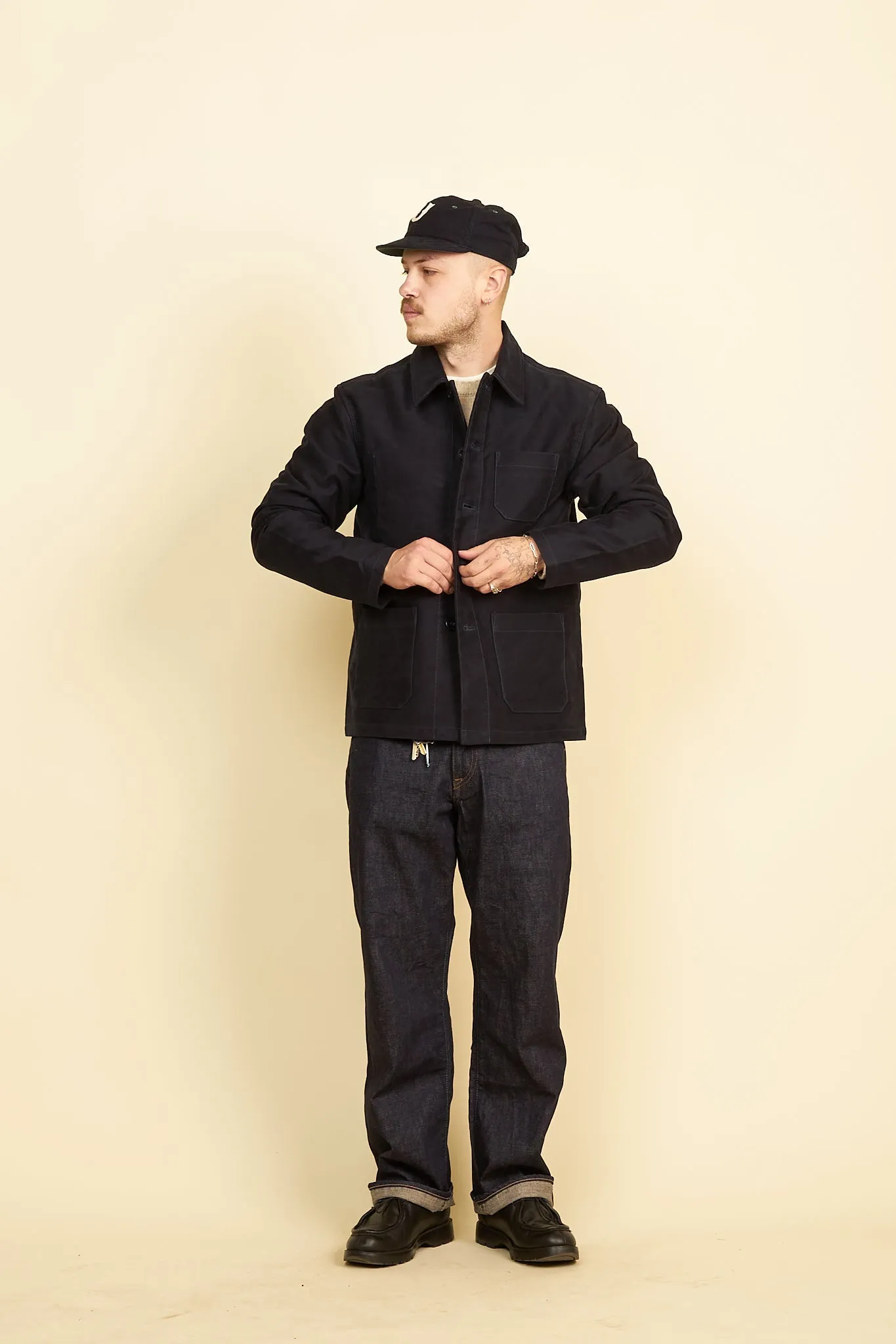 Rats French Work Jacket - Navy Moleskin