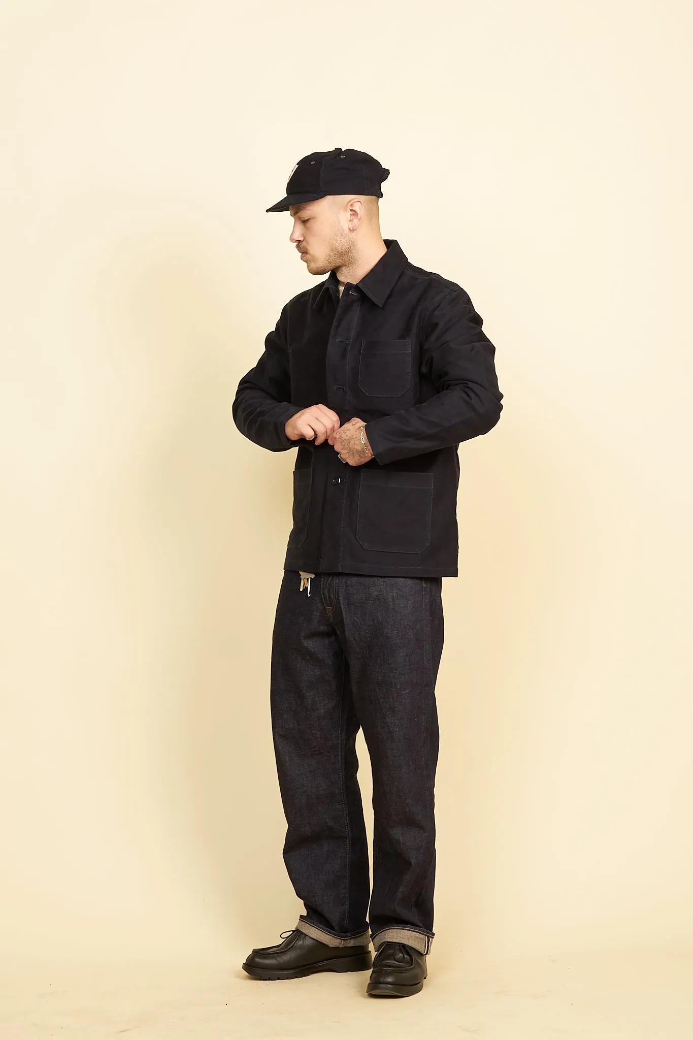 Rats French Work Jacket - Navy Moleskin