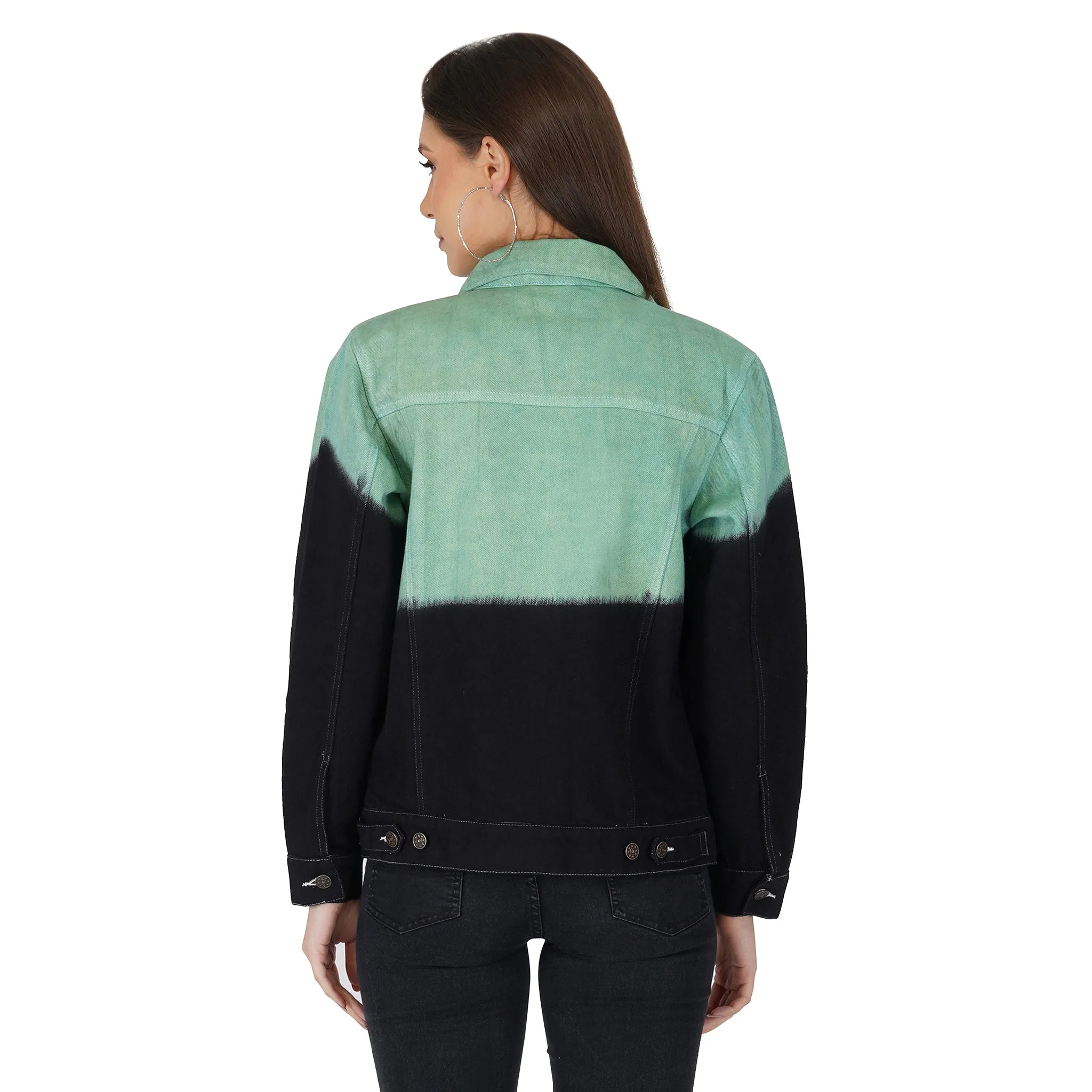 SLAY. Women's Green & Black Ombre Denim Jacket