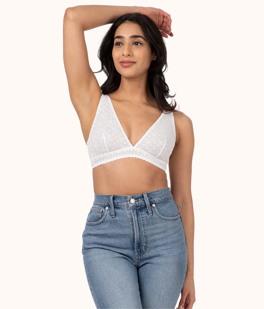 The Crochet Lace Plunge Bralette: Fresh White