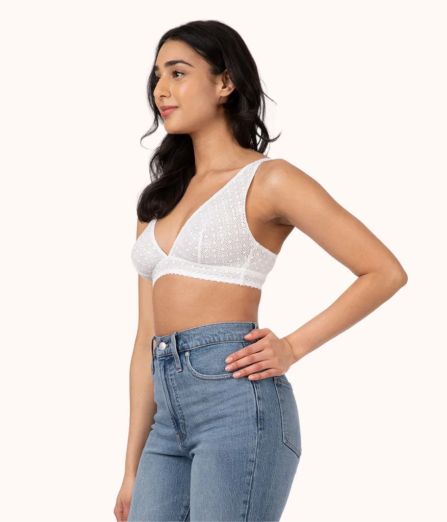 The Crochet Lace Plunge Bralette: Fresh White