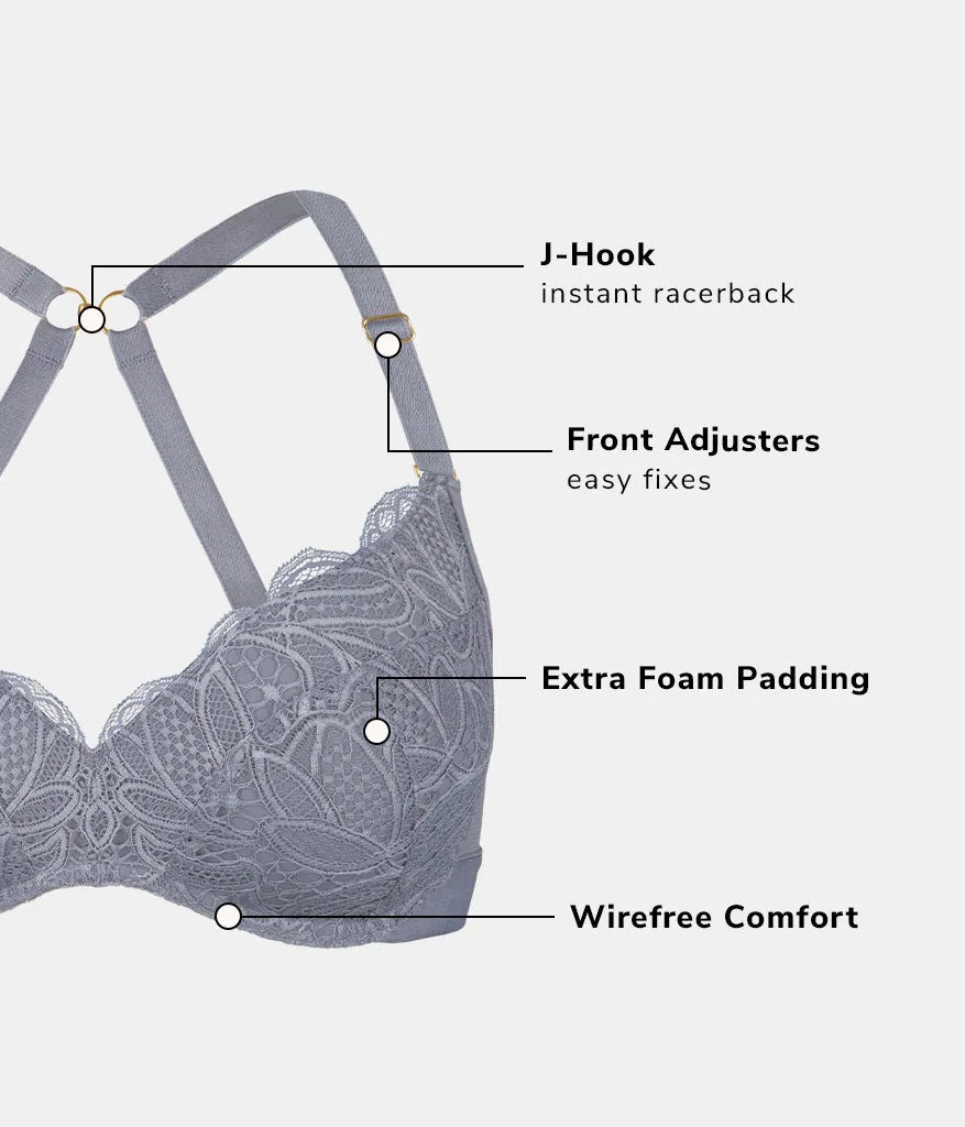 The Lace No-Wire Push-Up: Smoke