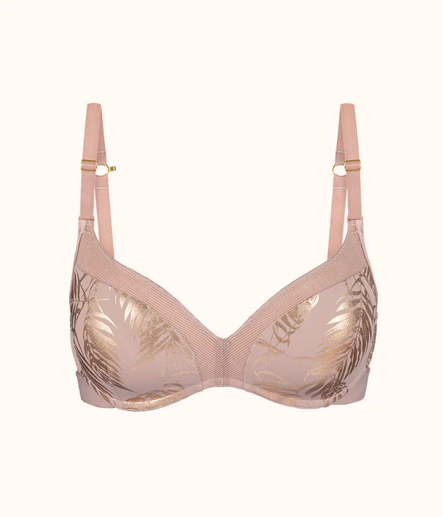 The Metallic Palm No-Wire Push-Up: Orchid/Metallic Palm Print