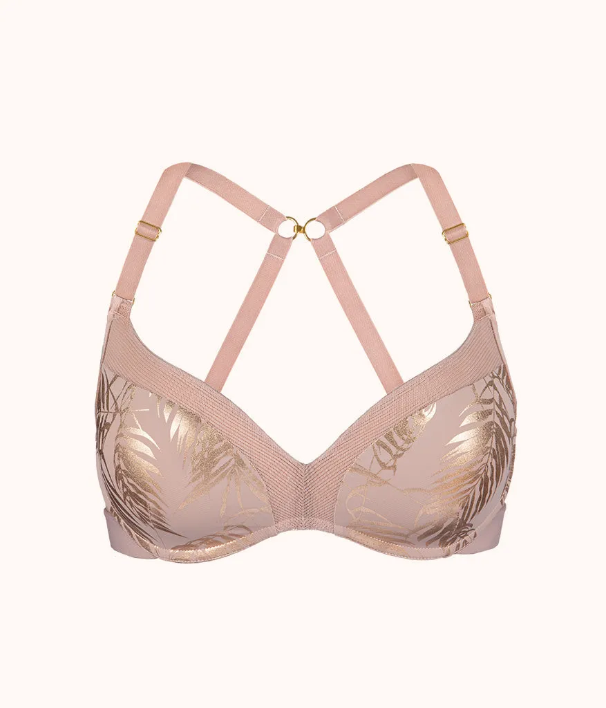 The Metallic Palm No-Wire Push-Up: Orchid/Metallic Palm Print