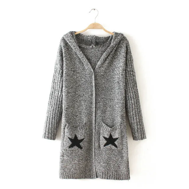 Thick Winter Knitted Star Cardigan Coat