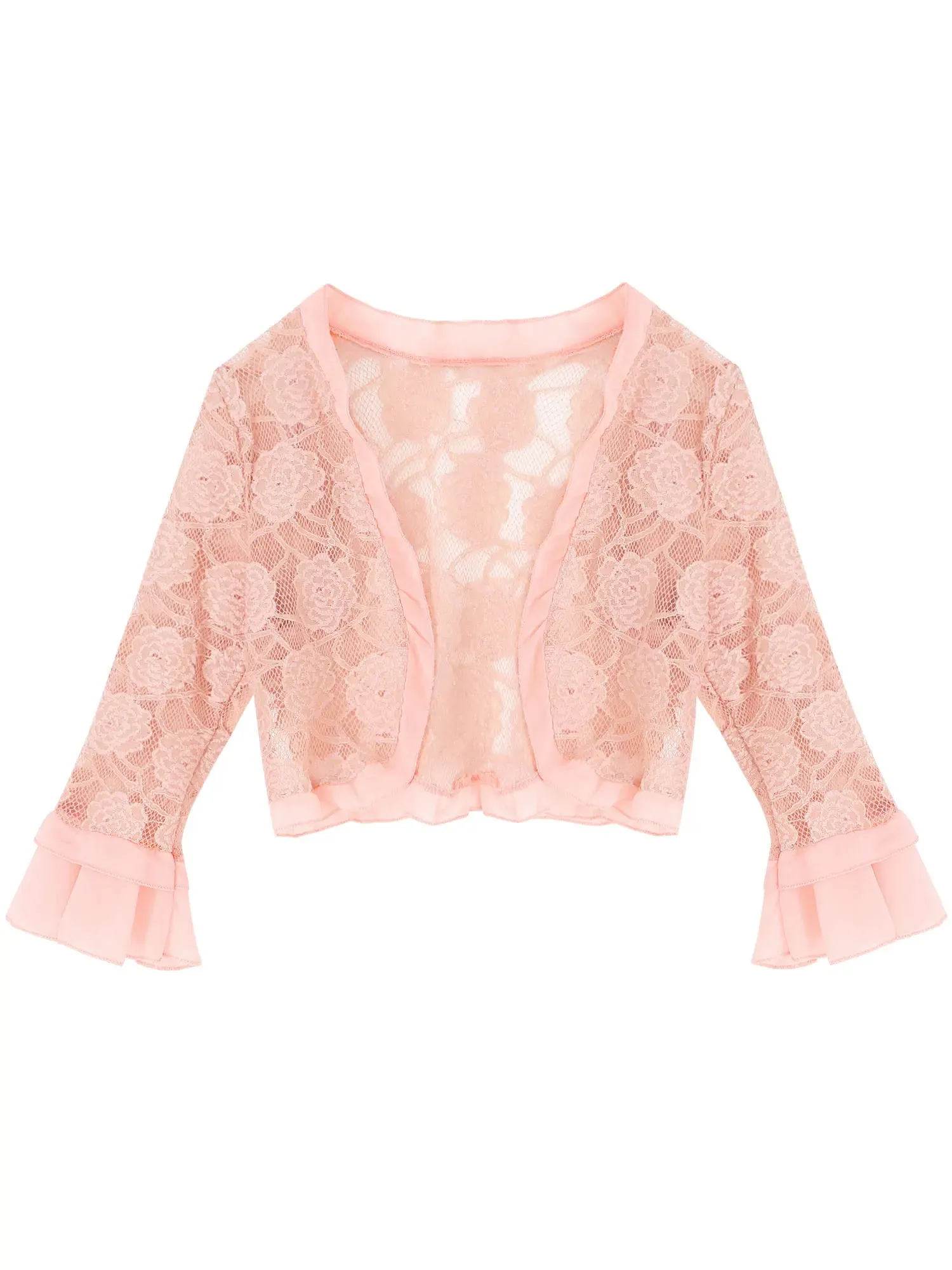 Trendy Lace Ruffle Floral Crop Jacket