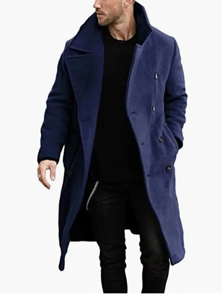 Wiaofellas  -  Autumn/winter Woolen Men's Coat Long Woolen Windbreaker European Version Coat Double Breasted