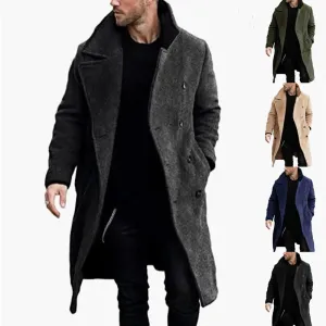 Wiaofellas  -  Autumn/winter Woolen Men's Coat Long Woolen Windbreaker European Version Coat Double Breasted